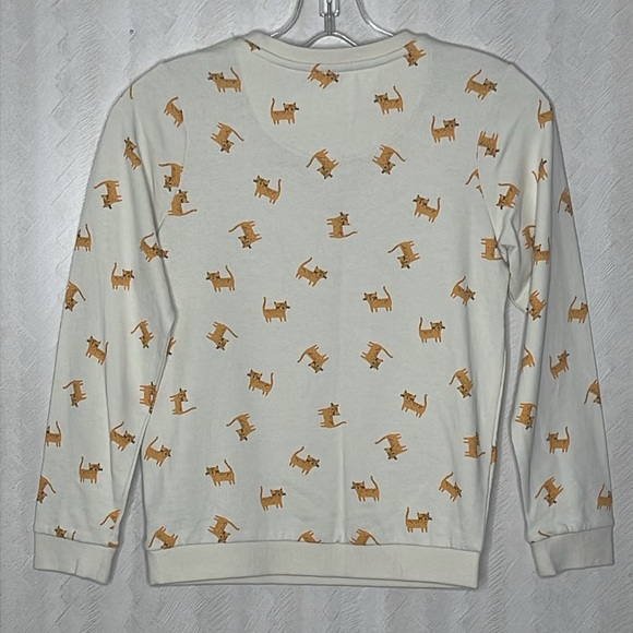 ❤️ 🆕 STAY WILD Cream Sweater with Dog Print and Ruffle Detail Size S - Picture 3 of 5
